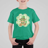 Funny Irish Highland Cow Shamrock Holiday Gift T Shirt For Kid