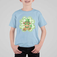 Funny Irish Highland Cow Shamrock Holiday Gift T Shirt For Kid