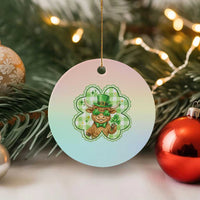Funny Irish Highland Cow Shamrock Holiday Gift Ceramic Ornament