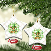 Funny Irish Highland Cow Shamrock Holiday Gift Ceramic Ornament