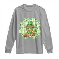 Funny Irish Highland Cow Shamrock Holiday Gift Long Sleeve Shirt