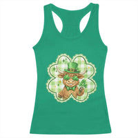 Funny Irish Highland Cow Shamrock Holiday Gift Racerback Tank Top