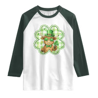 Funny Irish Highland Cow Shamrock Holiday Gift Raglan Shirt