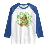 Funny Irish Highland Cow Shamrock Holiday Gift Raglan Shirt