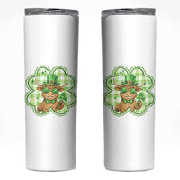 Funny Irish Highland Cow Shamrock Holiday Gift Skinny Tumbler