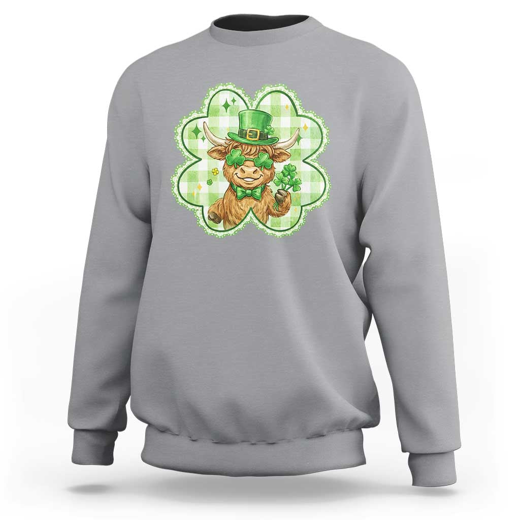 Funny Irish Highland Cow Shamrock Holiday Gift Sweatshirt