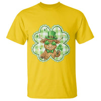 Funny Irish Highland Cow Shamrock Holiday Gift T Shirt
