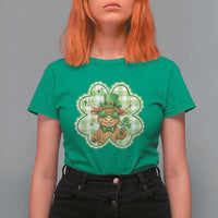 Funny Irish Highland Cow Shamrock Holiday Gift T Shirt For Women