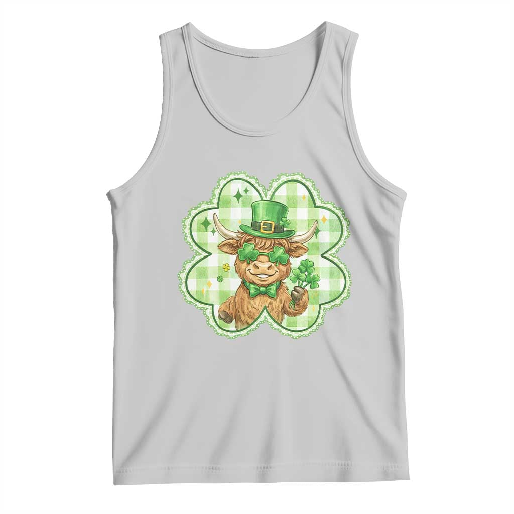 Funny Irish Highland Cow Shamrock Holiday Gift Tank Top