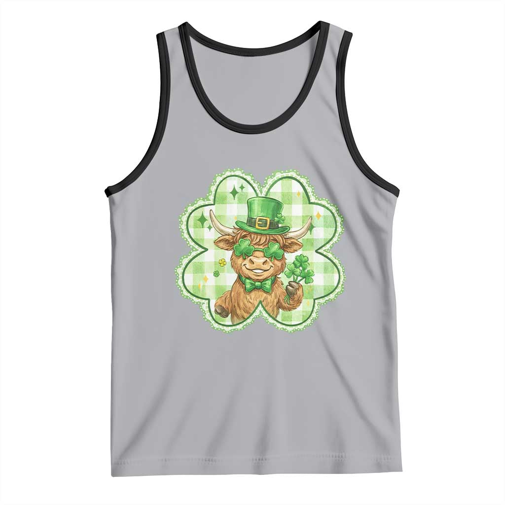 Funny Irish Highland Cow Shamrock Holiday Gift Tank Top