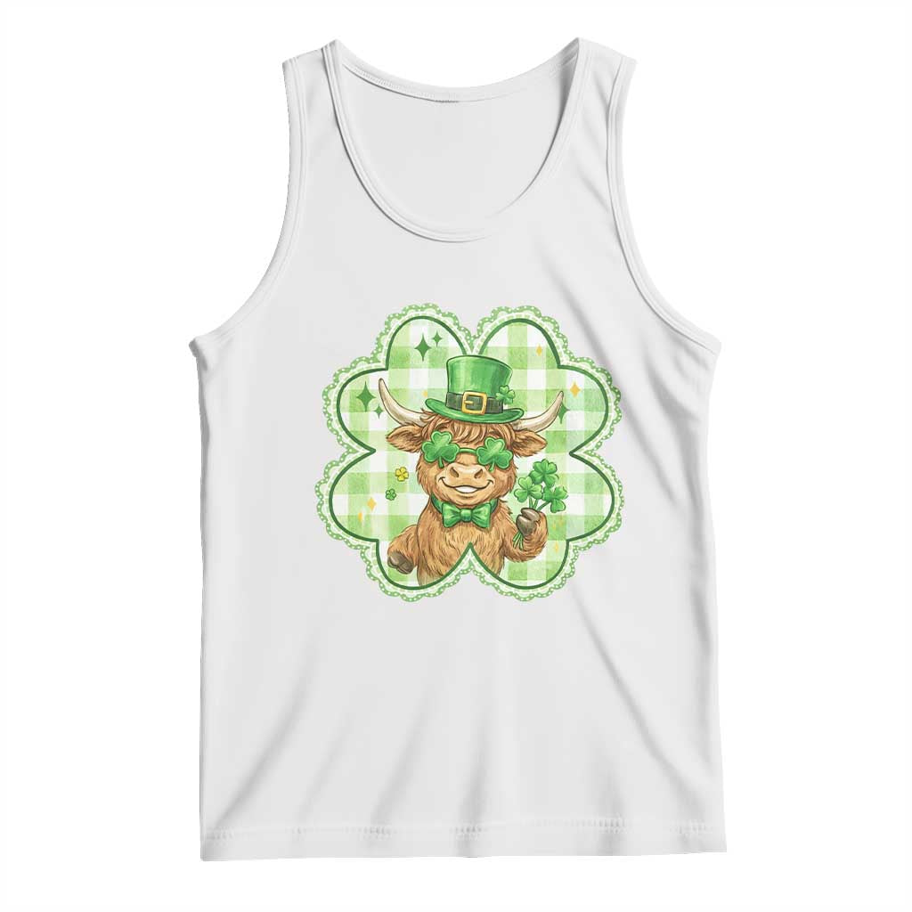 Funny Irish Highland Cow Shamrock Holiday Gift Tank Top