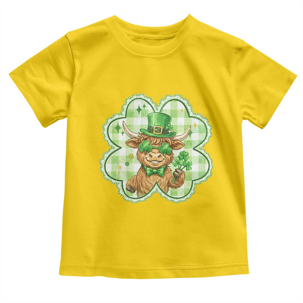 Funny Irish Highland Cow Shamrock Holiday Gift Toddler T Shirt