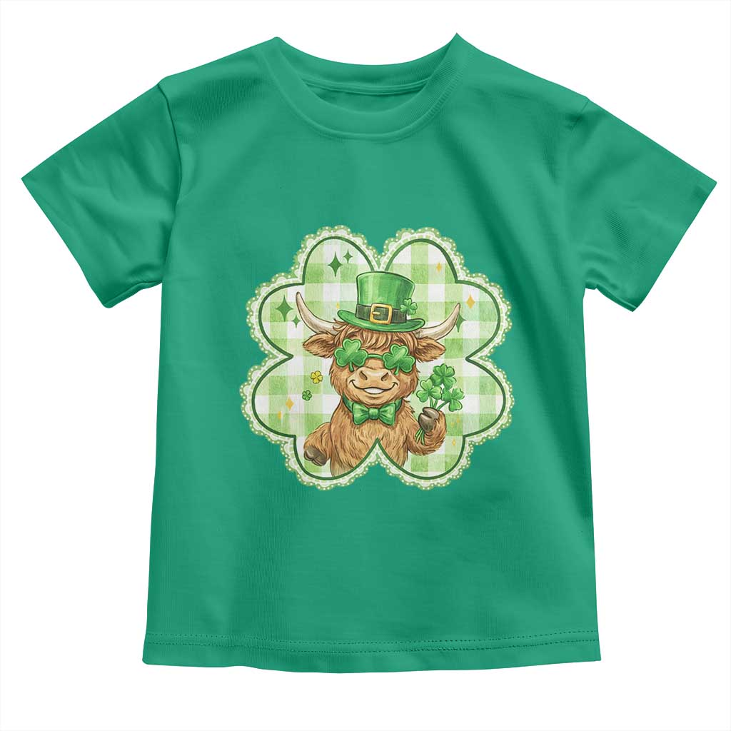 Funny Irish Highland Cow Shamrock Holiday Gift Toddler T Shirt