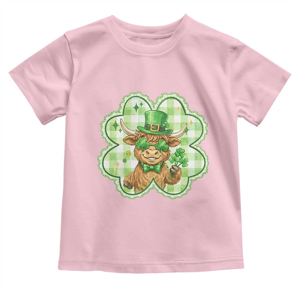 Funny Irish Highland Cow Shamrock Holiday Gift Toddler T Shirt