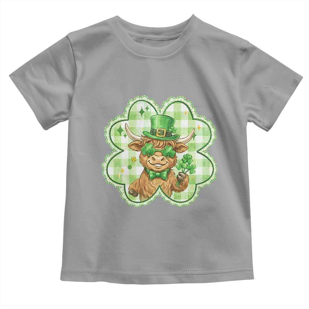 Funny Irish Highland Cow Shamrock Holiday Gift Toddler T Shirt