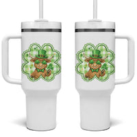 Funny Irish Highland Cow Shamrock Holiday Gift Tumbler With Handle