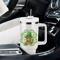 Funny Irish Highland Cow Shamrock Holiday Gift Tumbler With Handle