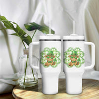 Funny Irish Highland Cow Shamrock Holiday Gift Tumbler With Handle