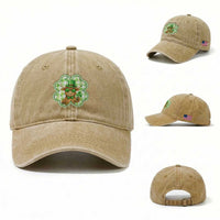 Funny Irish Highland Cow Shamrock Holiday Gift Washed Cotton Baseball Cap