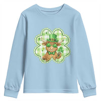 Funny Irish Highland Cow Shamrock Holiday Gift Youth Sweatshirt