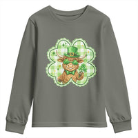 Funny Irish Highland Cow Shamrock Holiday Gift Youth Sweatshirt