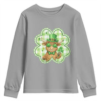 Funny Irish Highland Cow Shamrock Holiday Gift Youth Sweatshirt