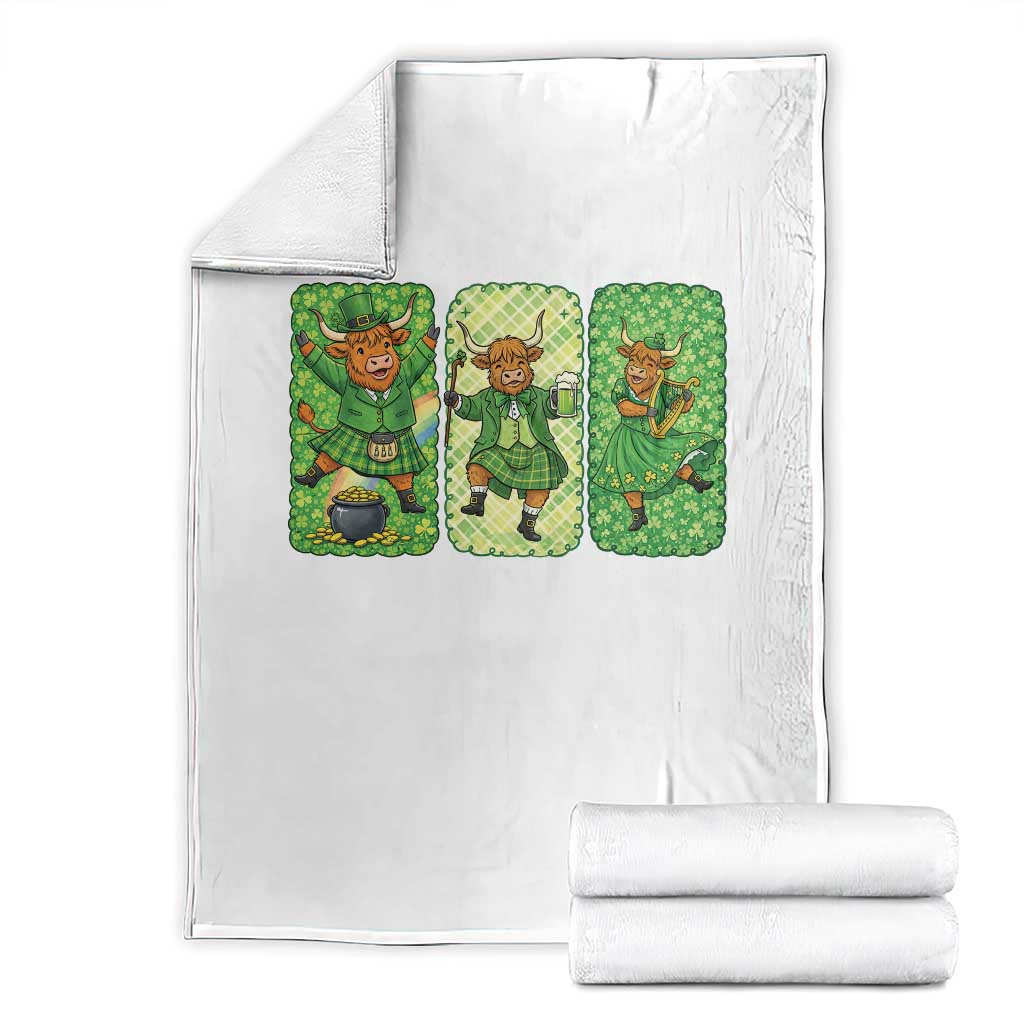 Vintage Highland Cow St Patricks Day Throw Blanket Farm Lover Gift