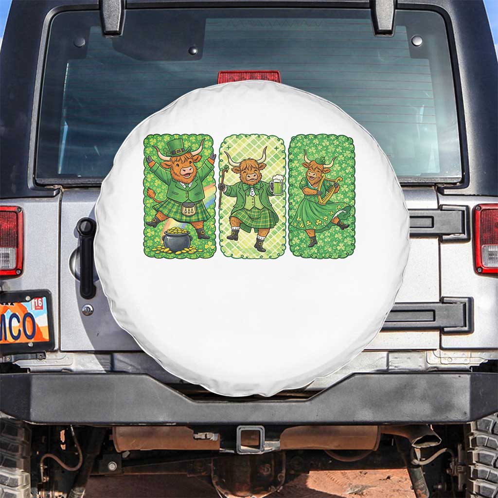 Vintage Highland Cow St Patricks Day Spare Tire Cover Farm Lover Gift