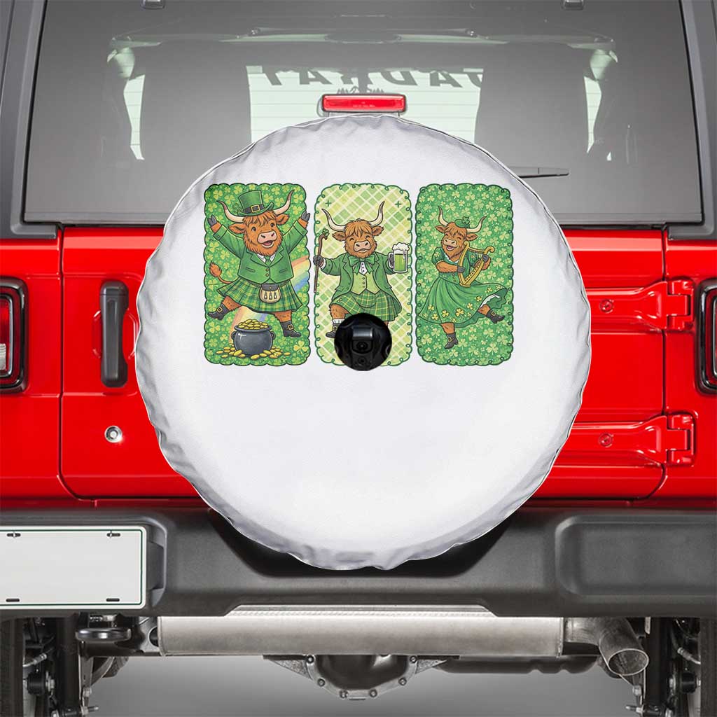 Vintage Highland Cow St Patricks Day Spare Tire Cover Farm Lover Gift