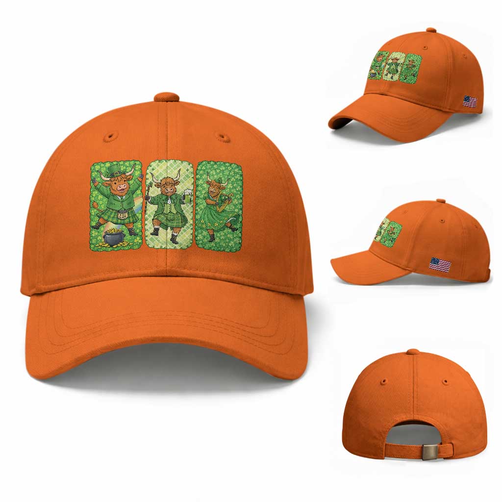 Vintage Highland Cow St Patricks Day Baseball Cap Farm Lover Gift