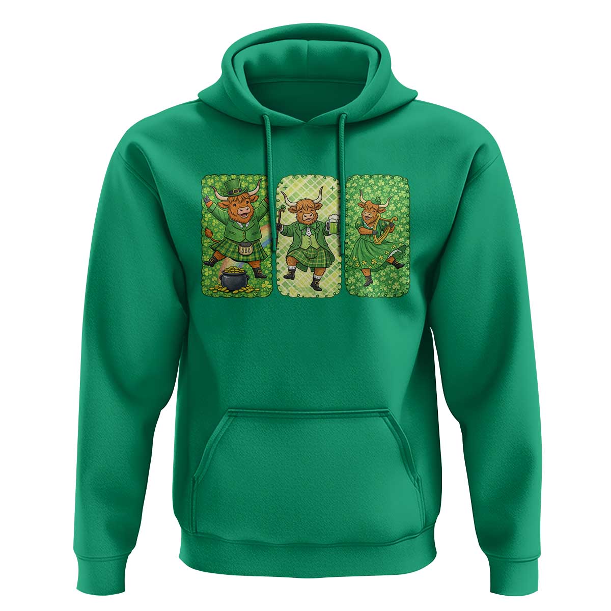Vintage Highland Cow St Patricks Day Hoodie Farm Lover Gift