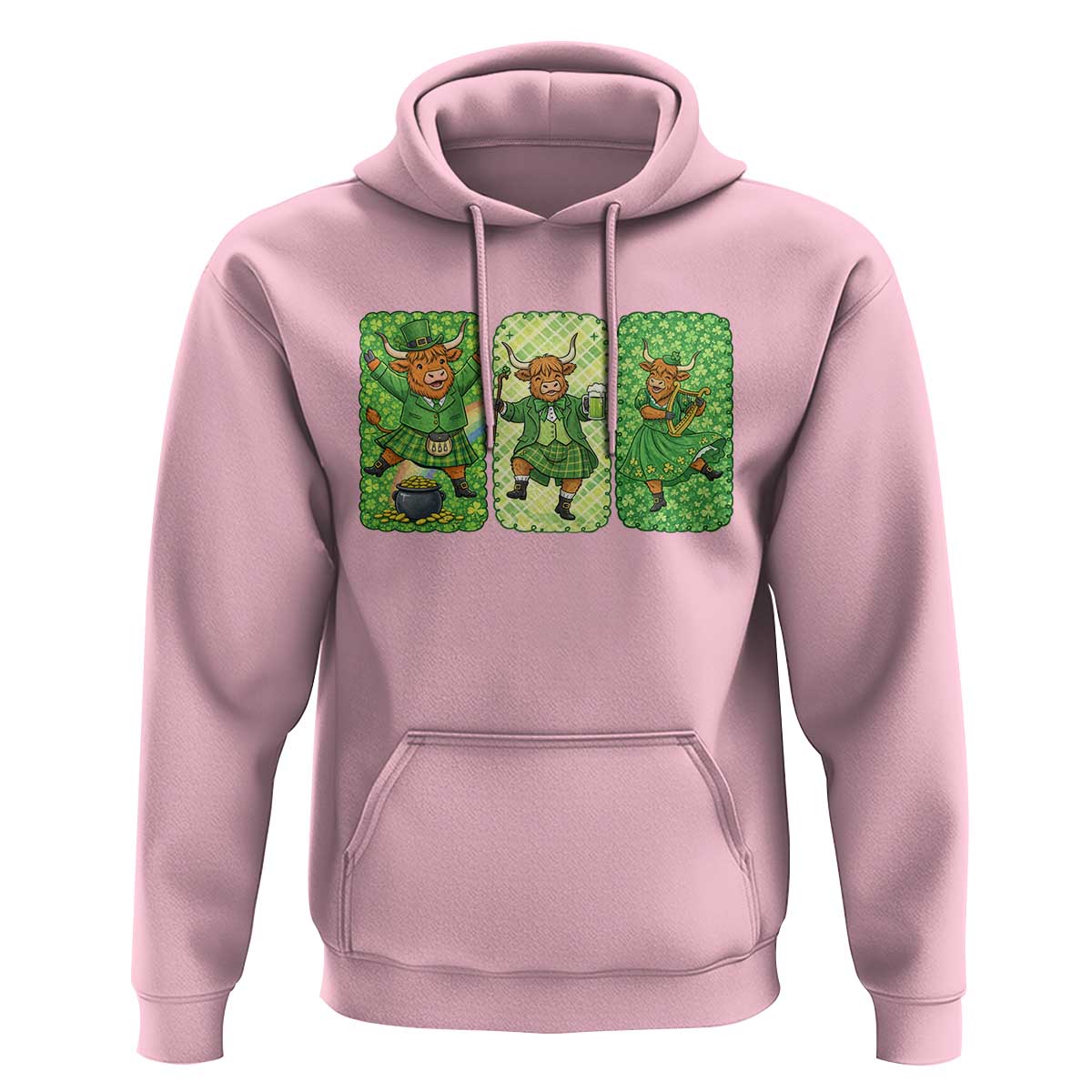 Vintage Highland Cow St Patricks Day Hoodie Farm Lover Gift