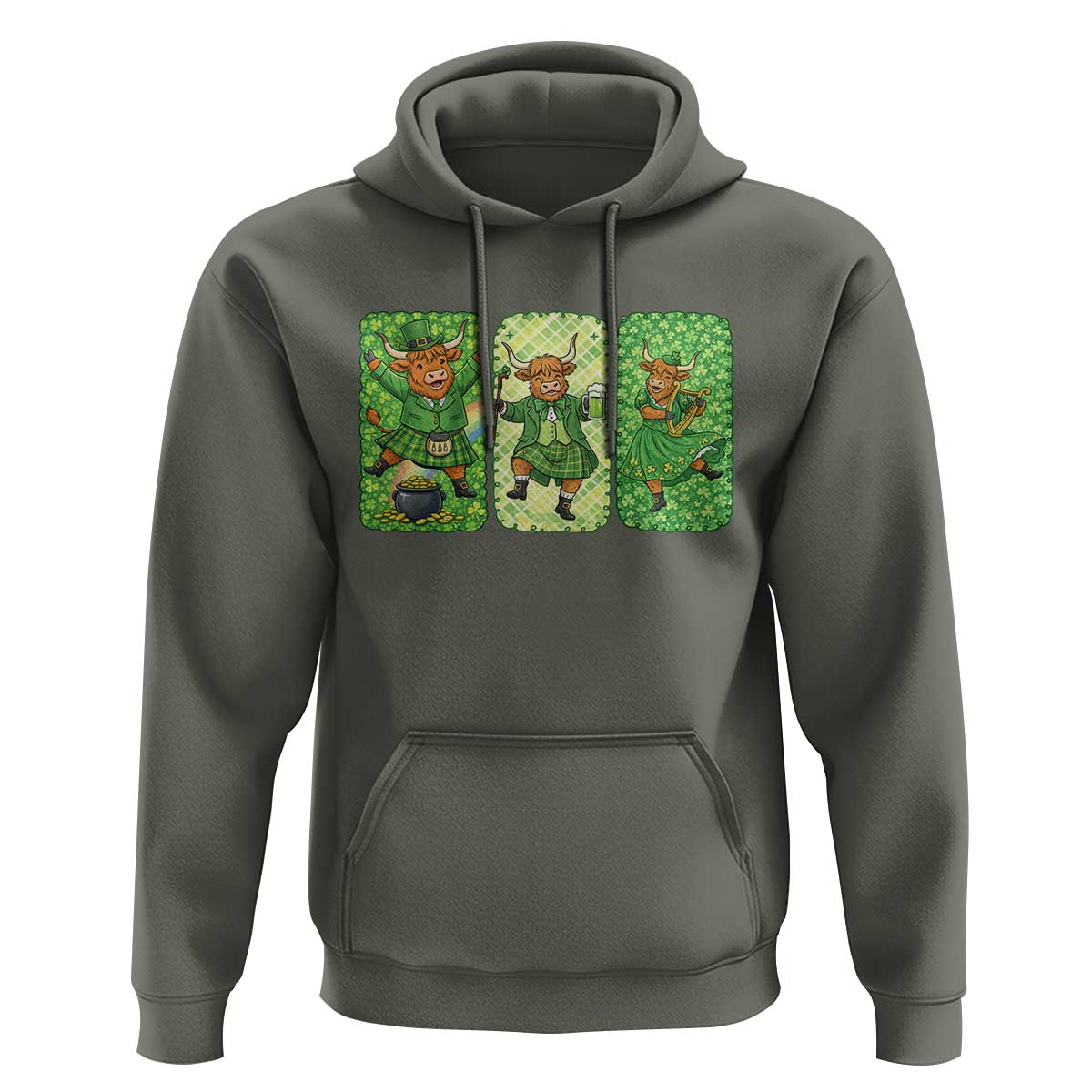 Vintage Highland Cow St Patricks Day Hoodie Farm Lover Gift