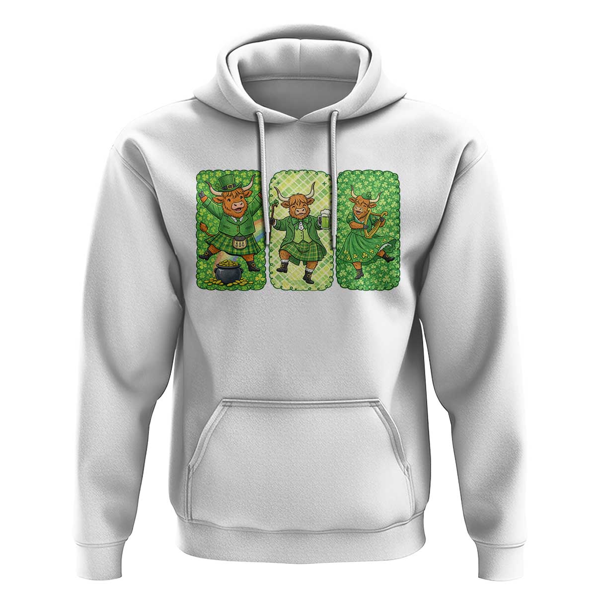 Vintage Highland Cow St Patricks Day Hoodie Farm Lover Gift