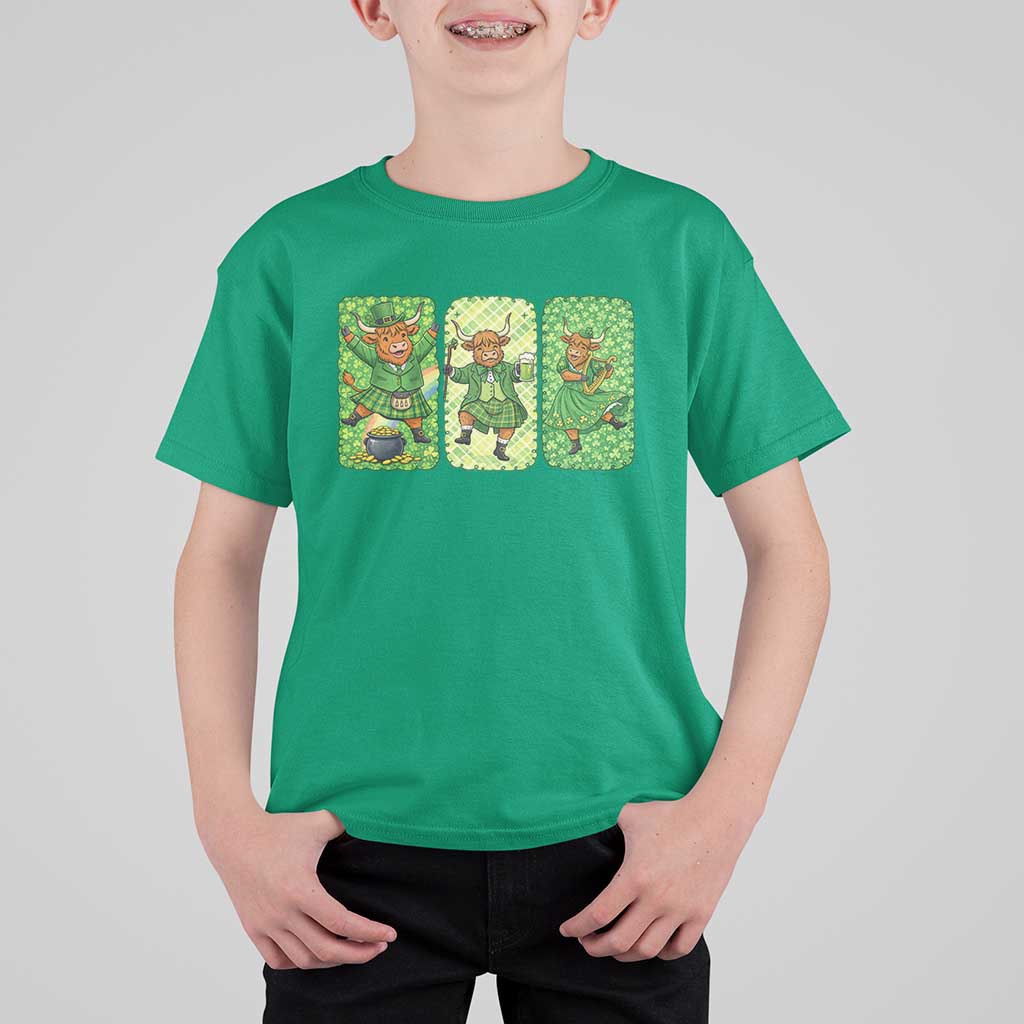 Vintage Highland Cow St Patricks Day T Shirt For Kid Farm Lover Gift