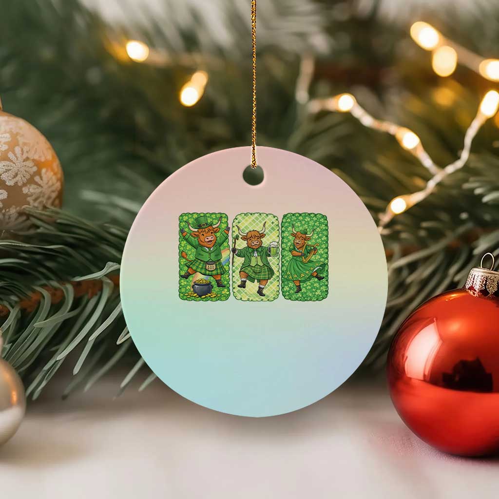 Vintage Highland Cow St Patricks Day Ceramic Ornament Farm Lover Gift