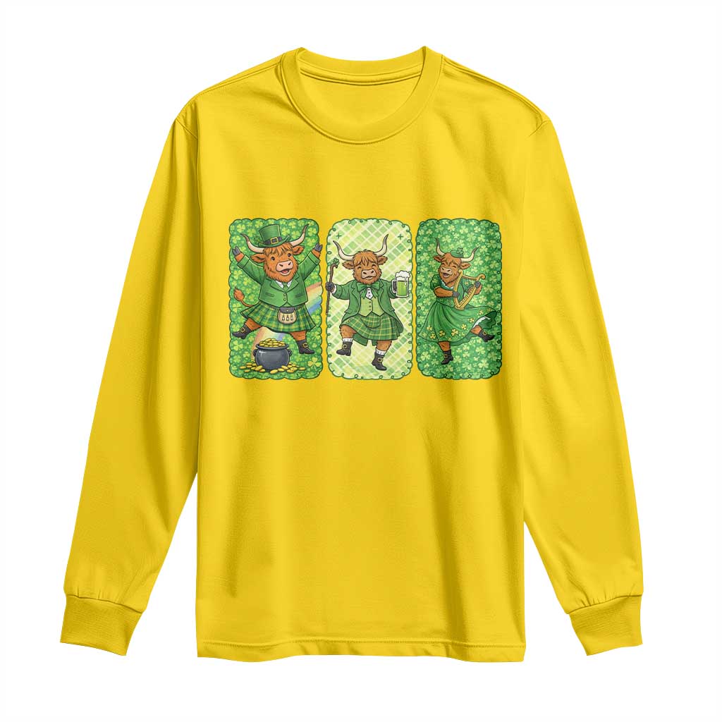 Vintage Highland Cow St Patricks Day Long Sleeve Shirt Farm Lover Gift