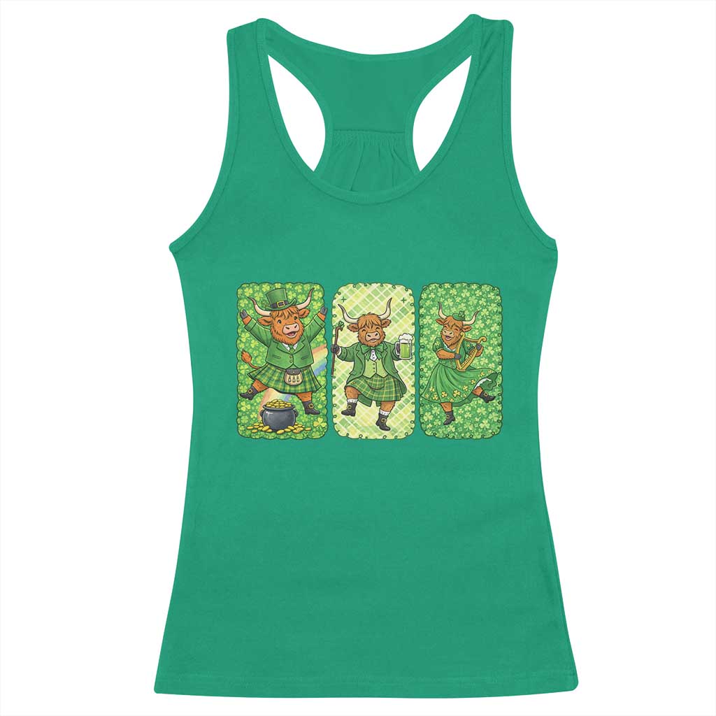 Vintage Highland Cow St Patricks Day Racerback Tank Top Farm Lover Gift