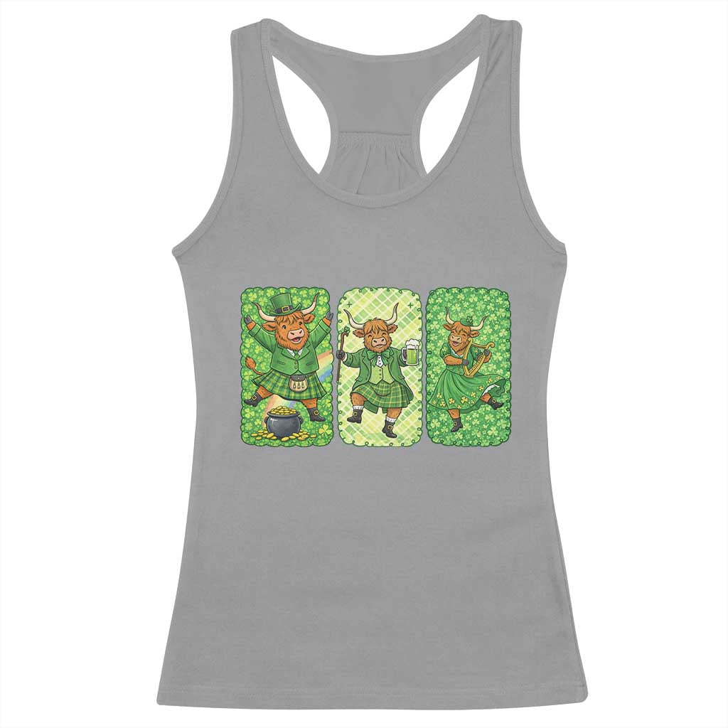 Vintage Highland Cow St Patricks Day Racerback Tank Top Farm Lover Gift