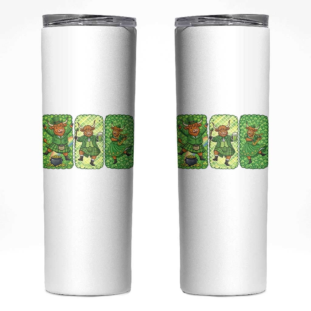 Vintage Highland Cow St Patricks Day Skinny Tumbler Farm Lover Gift