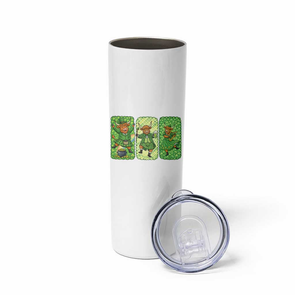 Vintage Highland Cow St Patricks Day Skinny Tumbler Farm Lover Gift