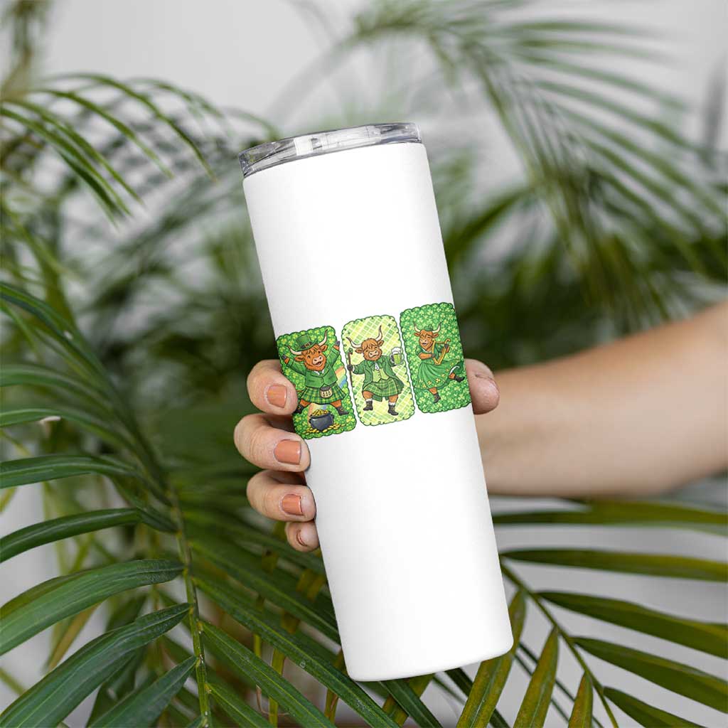 Vintage Highland Cow St Patricks Day Skinny Tumbler Farm Lover Gift