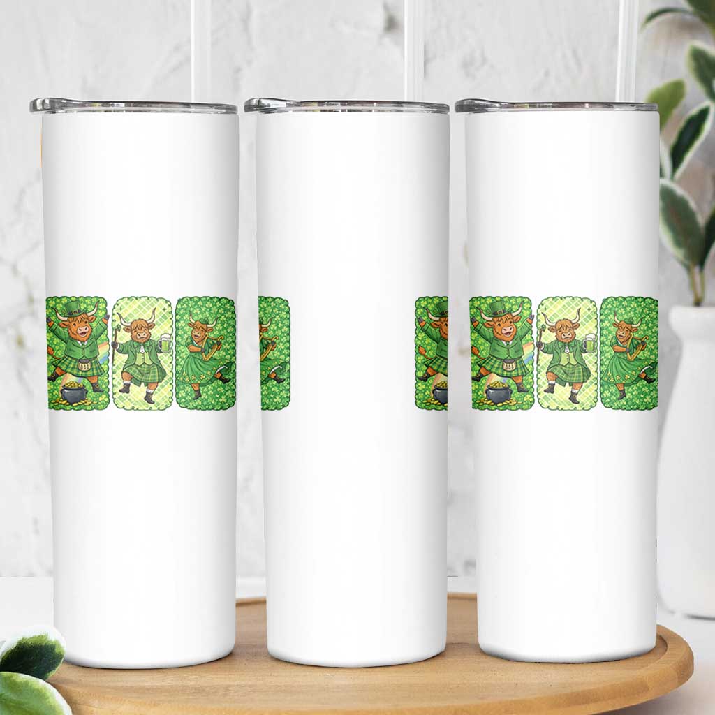 Vintage Highland Cow St Patricks Day Skinny Tumbler Farm Lover Gift