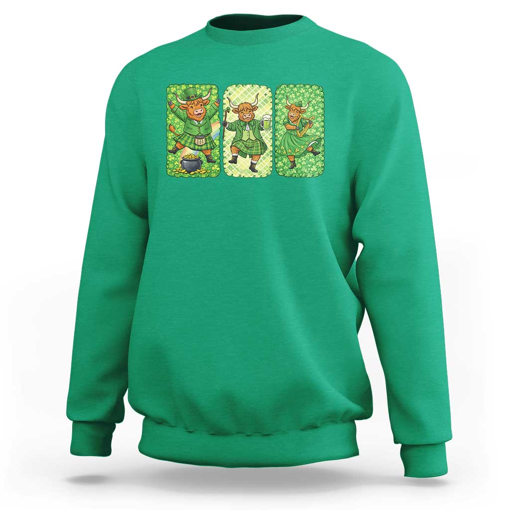 Vintage Highland Cow St Patricks Day Sweatshirt Farm Lover Gift
