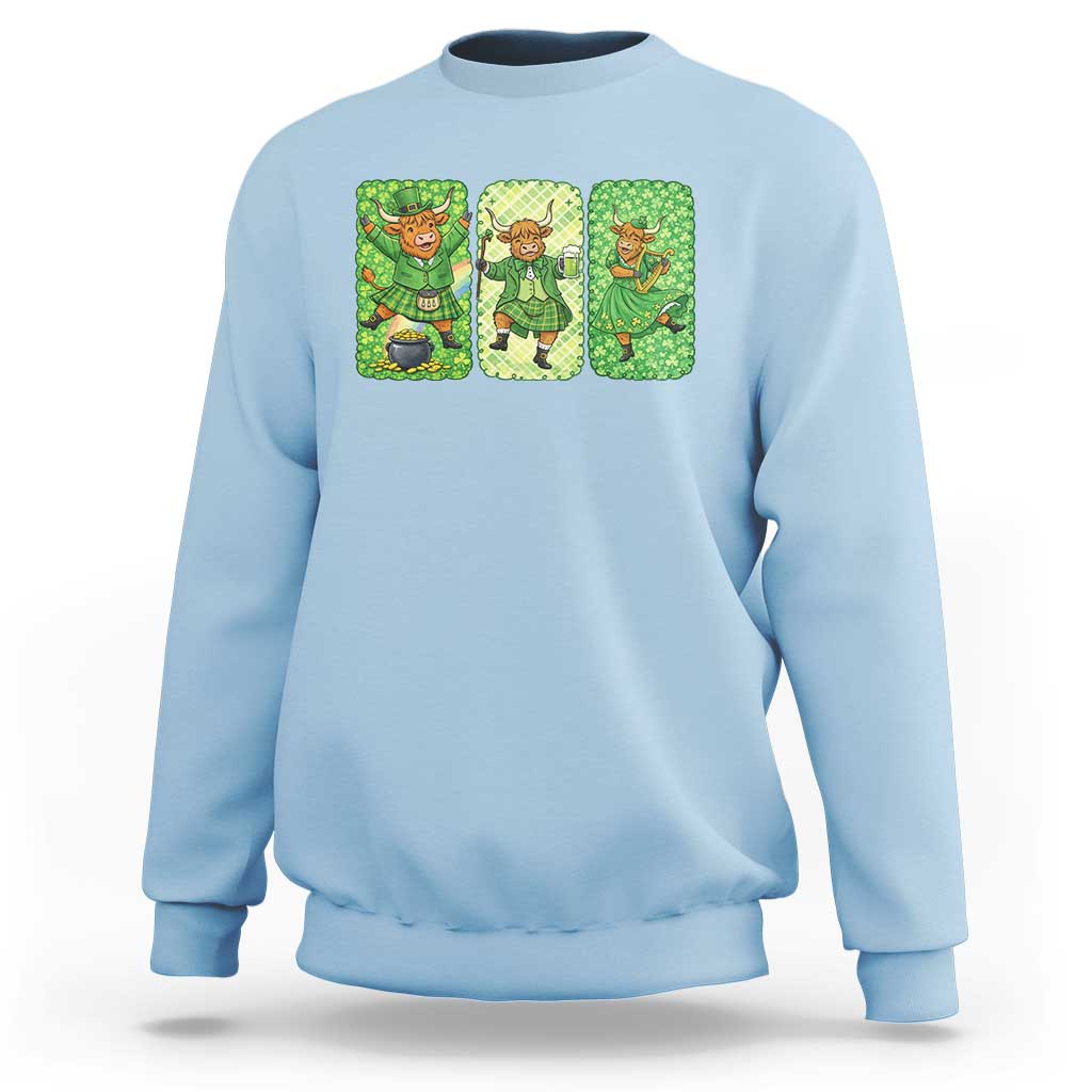 Vintage Highland Cow St Patricks Day Sweatshirt Farm Lover Gift