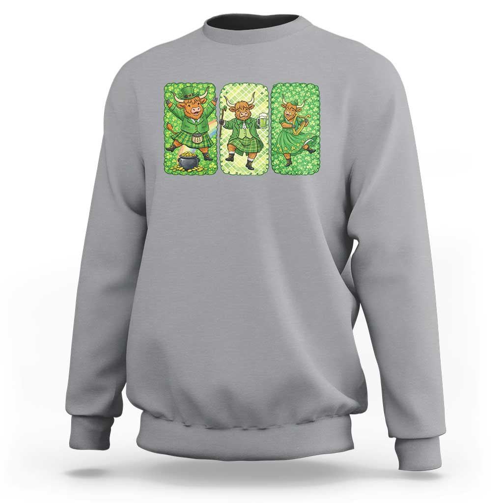 Vintage Highland Cow St Patricks Day Sweatshirt Farm Lover Gift