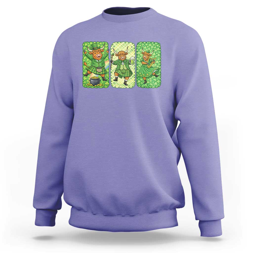 Vintage Highland Cow St Patricks Day Sweatshirt Farm Lover Gift
