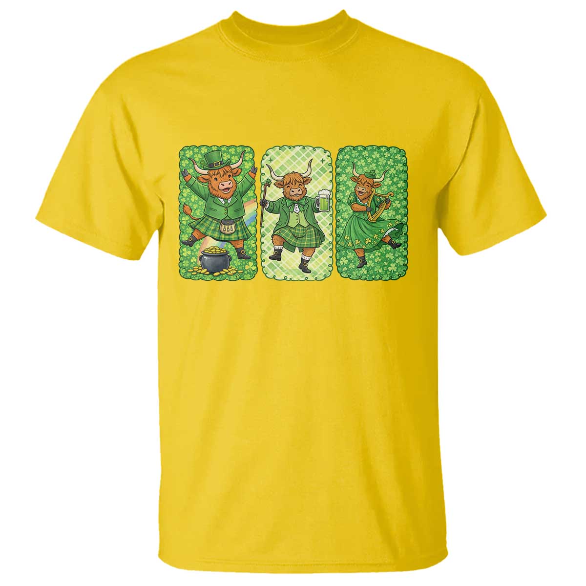 Vintage Highland Cow St Patricks Day T Shirt Farm Lover Gift