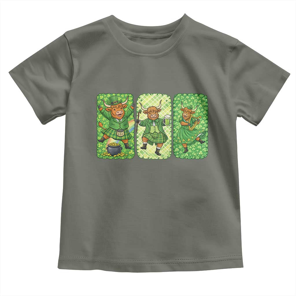 Vintage Highland Cow St Patricks Day Toddler T Shirt Farm Lover Gift