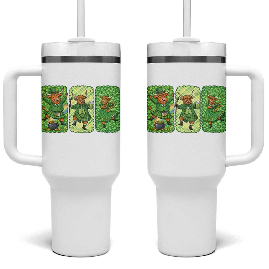 Vintage Highland Cow St Patricks Day Tumbler With Handle Farm Lover Gift
